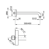 Держатель для верхнего душа Keuco Edition 300 53088030402, 46 см, цвет бронза шлифованная - Gidratop.ru изображение