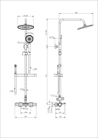 Душевая система с термостатом WONZON & WOGHAND Plate, Черный матовый (WW-C3017-A1-MB) - Gidratop.ru изображение