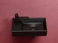 Умывальник подвесной прямоугольный (чаша справа, отверстие под смеситель слева) цвет черный матовый Element 407x217x100 - Gidratop.ru изображение