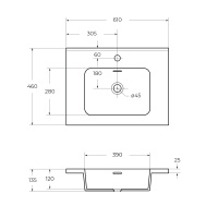 раковина из искусственного мрамора 50203 Bianco, 61x46x2,5 - Gidratop.ru изображение
