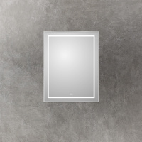 Зеркало в алюминиевой раме со встроенным светильником, сенсорным выключателем и подогревом, SPC-KRAFT-700-900-LED-TCH-WARM, 700x32x900 мм - Gidratop.ru изображение