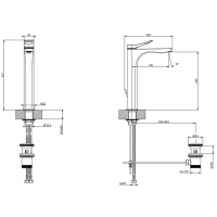 GESSI Rilievo смеситель для раковины на 1 отв. с донным клапаном  h=301мм, излив 159мм , цвет: хром - Gidratop.ru изображение
