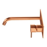 LEAF-BLI1-20-L-SS Смеситель для раковины встраиваемый, однорычажный, излив и ручка на единой площадке, длина излива 20 см, исполнение Sunset - Gidratop.ru изображение