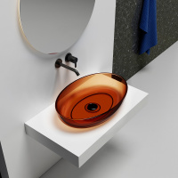 Раковина накладная прозрачная ABBER Kristall AT2801Opal коричневая - Gidratop.ru изображение