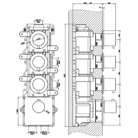 GESSI 316 встраиваемый термостатический смеситель на 3 источника, резьба 3/4 (внешние части), цвет: steel brushed - Gidratop.ru изображение