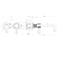 GESSI INCISO смеситель для раковины однорычажный, встраиваемый в стену, излив 189-219 мм., внешняя часть, цвет черный матовый - Gidratop.ru изображение