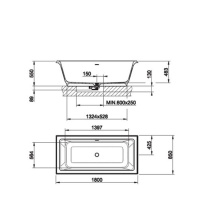 Gessi Eleganza ванна отдельностоящая 180х85см, со сливом-переливом, цвет: матовый белый - Gidratop.ru изображение