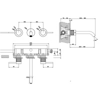 GESSI 316 встраиваемый смеситель для раковины с изливом 200-180мм (внешняя часть), цвет: brushed black metal pvd - Gidratop.ru изображение