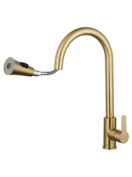 Смеситель для кухни с выдвижным изливом WONZON & WOGHAND, Брашированное золото (WW-121E201L-BG) - Gidratop.ru изображение