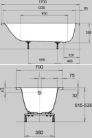 Стальная ванна Kaldewei Eurowa 312-1, 170 x 70 см, цвет белый, 1198.1203.0001 - Gidratop.ru изображение