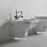 Биде подвесное с 1 отв. под смеситель 55х37см, цвет: белый/хром - Gidratop.ru изображение