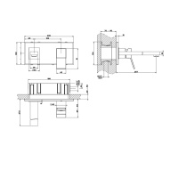 Gessi Rettangolo K встраиваемый однорычажный смеситель для раковины, излив 249мм(внешние части), цвет: черный - Gidratop.ru изображение