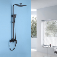 Душевая стойка ABBER Wasserfall AF8616BL с изливом, черный матовый - Gidratop.ru изображение