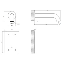 GESSI 316 FLESSA смеситель для раковины, настенный, электронный, излив 200 мм., внешняя часть, цвет Steel Brushed - Gidratop.ru изображение