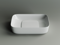 Умывальник чаша накладная прямоугольная с керамической накладкой на сливное отверстие Element 600x375x145мм - Gidratop.ru изображение