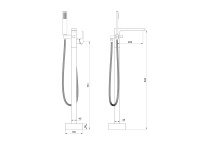 Смеситель для ванны напольного монтажа WONZON & WOGHAND FIT, Темный графит (WW-88649009-BGM) - Gidratop.ru изображение