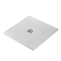 Душевой поддон из искусственного мрамора в комплекте с сифоном BelBagno UNO TRAY-MR-UNO-A-80-35-W-CR - Gidratop.ru изображение