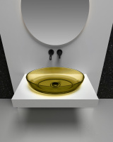 Раковина накладная прозрачная ABBER Kristall AT2801Vesuvian оливковая - Gidratop.ru изображение