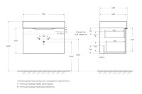 PREMIUM Тумба подвесная под раковину с выдвижным ящиком и внутренним ящиком, 55436 Plisse Bianco opaco, 70x44x43 - Gidratop.ru изображение