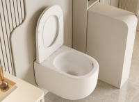 Унитаз ABBER Bequem AC1104TMW подвесной белый матовый, безободковый, смыв торнадо - Gidratop.ru изображение