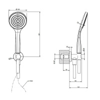 Gessi Emporio shower душевой комплект, состоящий из вывода воды, держателя, шланга 1,50 м и лейки, цвет: Black XL - Gidratop.ru изображение