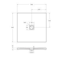 Душевой поддон из искусственного мрамора в комплекте с сифоном BelBagno UNO TRAY-MR-UNO-A-80-35-W-BO - Gidratop.ru изображение