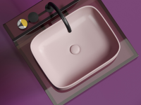 Умывальник чаша накладная прямоугольная (цвет Розовый Матовый) Element 505x380x150мм - Gidratop.ru изображение