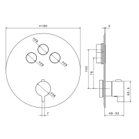 Newform XT Наружная часть для термостатического смесителя, на 3 источника, переключение - кнопки (для 27752) цвет: хром - Gidratop.ru изображение