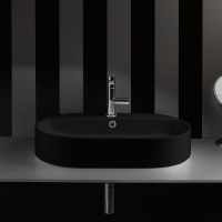 Раковина-чаша 65х40х12 см, 1 отв., с переливом, цвет: черный матовый - Gidratop.ru изображение