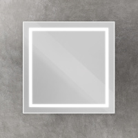 Зеркало в алюминиевой раме со встроенным светильником и сенсорным выключателем по периметру рамы, SPC-KRAFT-800-800-SENS-AL, 800x800x32 мм - Gidratop.ru изображение