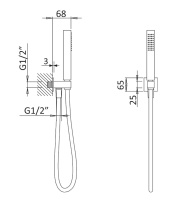 PORTA-DEFM-NOP Ручной душ с гибким шлангом и штуцером держателем, ручной душ металлический, шланг 175 см черный матовый - Gidratop.ru изображение
