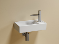 Умывальник подвесной прямоугольный (чаша слева, отверстие под смеситель справа) цвет белый матовый Element 407x217x100 - Gidratop.ru изображение