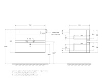 ELETTRA База под раковину с двумя выдвижными ящиками 55522 Grafite, 74x51x55 - Gidratop.ru изображение