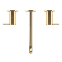 LEAF-BLI3L-20-L-SR Смеситель для раковины встраиваемый на три отверстия, длина излива 20 см, исполнение Sunrise - Gidratop.ru изображение