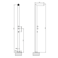 GESSI OUTDOOR душевая стойка для установки на улице, напольная, на 2 выхода, без ручек, ручного душа и верхнего душа, внешняя часть, цв Steel Brushed - Gidratop.ru изображение