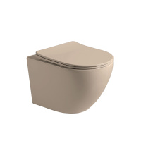 Унитаз подвесной Globo VT1-14SMC безободковый, цвет капучино мат., ультратонкое сиденье soft-close - Gidratop.ru изображение