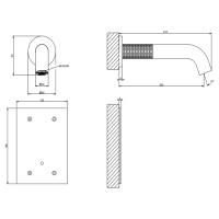 GESSI 316 MECCANICA смеситель для раковины настенный, электронный, излив 200 мм., внешняя часть, цвет Steel Brushed - Gidratop.ru изображение
