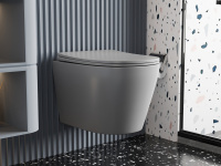 Унитаз ABBER Bequem AC1102MG подвесной серый, безободковый - Gidratop.ru изображение