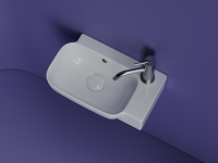 Рукомойник подвесной прямоугольный 403x249x140, с отверстием под смеситель (чаша слева, отверстие под смеситель справа), цвет белый - Gidratop.ru изображение