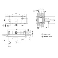 Gessi Rettangolo встраиваемый смеситель на 2 позиции, подводом воды, держателем лейки и переключателем PUSH(внешние части), цвет: черный - Gidratop.ru изображение