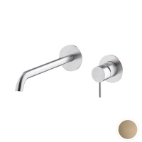 Newform X-STEEL 316 Смеситель для раковины настенный, без донного клапана, излив 180 мм, наружная часть, (для 27852) цвет: PVD Brushed pale gold - Gidratop.ru изображение