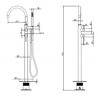 Смеситель ABBER Wasser Kreis 316 AF8115BGG напольный для ванны, оружейная сталь брашированная - Gidratop.ru изображение