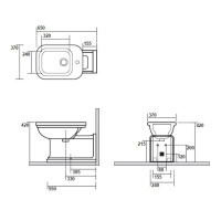 Биде напольное пристенное удлиненное "Prolongato" 65х37см с 1 отв. под смеситель, цвет: белый/хром - Gidratop.ru изображение