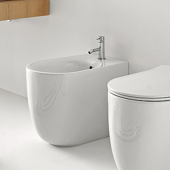 Биде напольное с 1 отв. под смеситель 55х35 см, с креплениями WB5N, цвет: белый