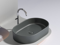 Умывальник чаша накладная овальная (цвет Темный Антрацит Матовый) Element 608x385x122мм - Gidratop.ru изображение