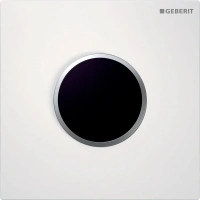 ИК привод смыва Geberit Sigma Type 10 HyTroniс для писсуара, панель - белая, кольцо - матовый хром, питание 230W, 116.025.KL.1 - Gidratop.ru изображение