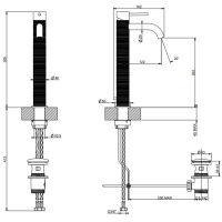 GESSI 316 смеситель для раковины на 1 отверстие, высокий, h=305мм, с донным клапаном, излив 123мм, цвет: brushed black metal pvd - Gidratop.ru изображение