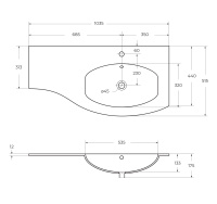 раковина из искусственного мрамора, правосторонняя 50154, 104x52 - Gidratop.ru изображение