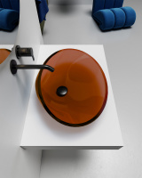 Раковина накладная прозрачная ABBER Kristall AT2812Opal коричневая - Gidratop.ru изображение