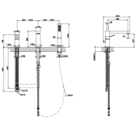 Gessi Rettangolo K смеситель для ванны на 3 отверстия, с встроенным в излив переключателем и ручным душем, цвет: хром - Gidratop.ru изображение